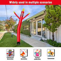 6FT Red Inflatable Tube Man with Blower (5.5'' Diameter) and Built - in LED - goodeny
