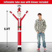 6FT Santa Claus Inflatable Tube Man with Blower (5.5'' Diameter) and Built - in LED - goodeny
