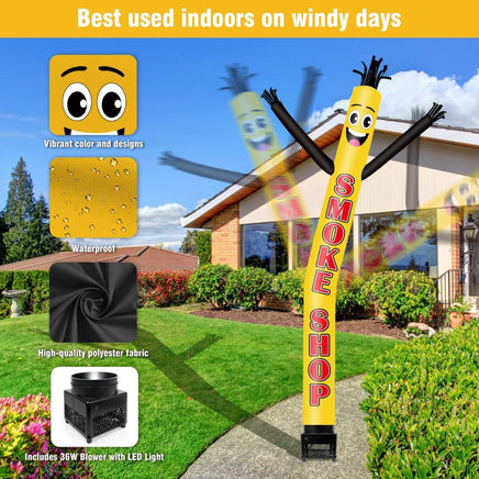 6FT Smoke Shop Inflatable Tube Man with Blower (5.5'' Diameter) and Built - in LED - goodeny