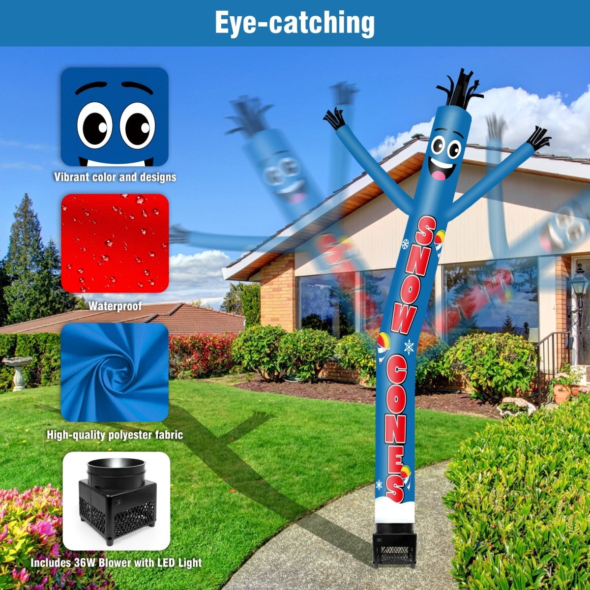 6FT Snow Cones Inflatable Tube Man with Blower (5.5'' Diameter) and ...