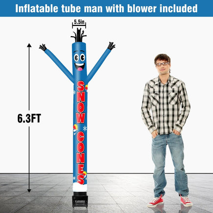 6FT Snow Cones Inflatable Tube Man with Blower (5.5'' Diameter) and Built - in LED - goodeny