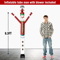 6FT Snowman Inflatable Tube Man with Blower (5.5'' Diameter) and Built - in LED - goodeny
