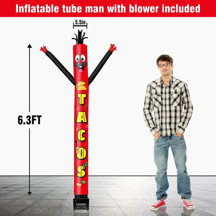6FT Tacos Inflatable Tube Man with Blower (5.5'' Diameter) and Built - in LED - goodeny