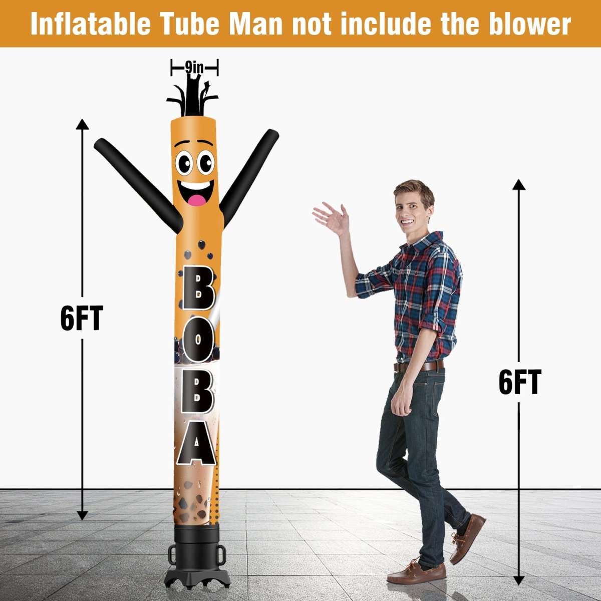 6 10 15 20FT Tall Boba Waving Inflatable Tube Man- goodeny| goodeny