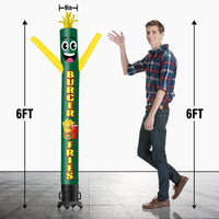 6FT Tall Burger & Fries Waving Inflatable Tube Man(Blower Not Included) - goodeny
