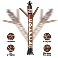 6FT Tall Coffee Waving Inflatable Tube Man(Blower Not Included) - goodeny