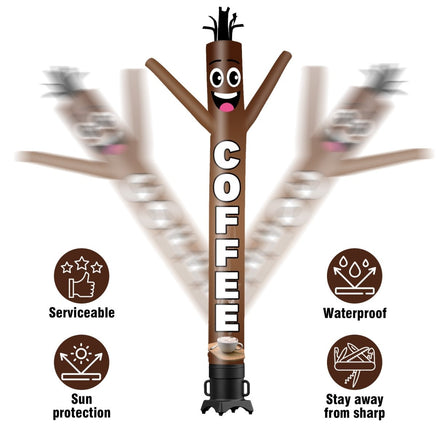 6FT Tall Coffee Waving Inflatable Tube Man(Blower Not Included) - goodeny