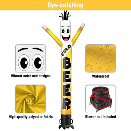 6FT Tall Cold Beer Waving Inflatable Tube Man(Blower Not Included) - goodeny