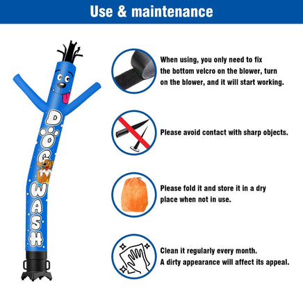 6FT Tall Dog Wash Waving Inflatable Tube Man(Blower Not Included) - goodeny