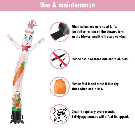 6FT Tall Easter Bunny Waving Inflatable Tube Man(Blower Not Included) - goodeny