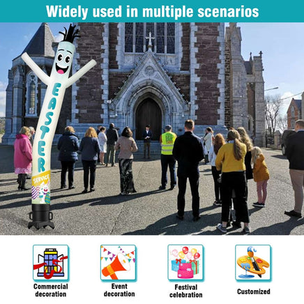 6FT Tall Easter Service Waving Inflatable Tube Man(Blower Not Included) - goodeny
