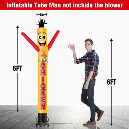 6FT Tall Fired Chicken Waving Inflatable Tube Man(Blower Not Included) - goodeny