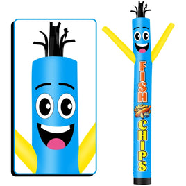 6FT Tall Fish & Chips Waving Inflatable Tube Man(Blower Not Included) - goodeny
