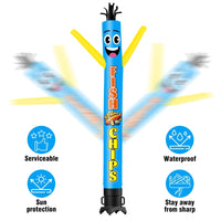 6FT Tall Fish & Chips Waving Inflatable Tube Man(Blower Not Included) - goodeny