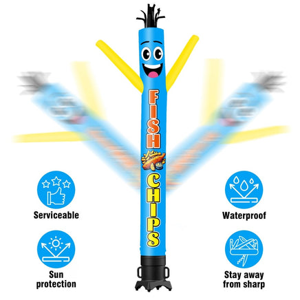 6FT Tall Fish & Chips Waving Inflatable Tube Man(Blower Not Included) - goodeny