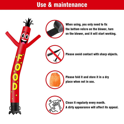 6FT Tall Food Waving Inflatable Tube Man(Blower Not Included) - goodeny