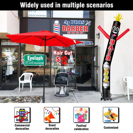 6FT Tall Hair Cuts Waving Inflatable Tube Man(Blower Not Included) - goodeny