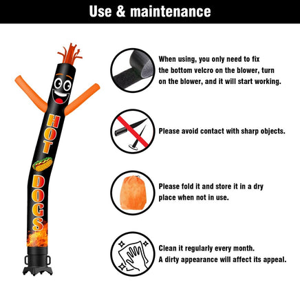 6FT Tall Hot Dogs Waving Inflatable Tube Man(Blower Not Included) - goodeny