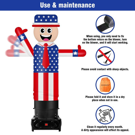 6FT Tall Inflatable American Flag Wavers Inflatable Tube Man (18''Diameter) (Blower Not Included) - goodeny