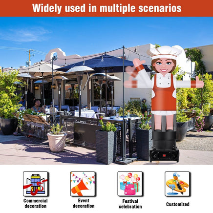 6FT Tall Inflatable Female Chef Wavers Inflatable Tube Man (18''Diameter) (Blower Not Included) - goodeny