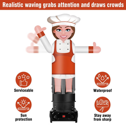 6FT Tall Inflatable Female Chef Wavers Inflatable Tube Man (18''Diameter) (Blower Not Included) - goodeny