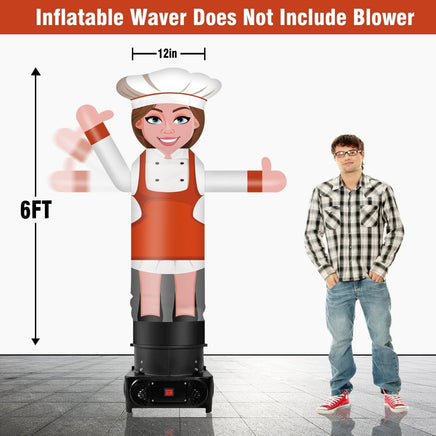 6FT Tall Inflatable Female Chef Wavers Inflatable Tube Man (18''Diameter) (Blower Not Included) - goodeny