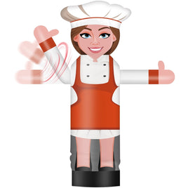 6FT Tall Inflatable Female Chef Wavers Inflatable Tube Man (18''Diameter) (Blower Not Included) - goodeny