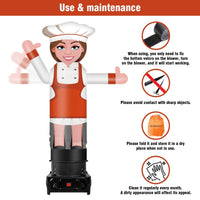 6FT Tall Inflatable Female Chef Wavers Inflatable Tube Man (18''Diameter) (Blower Not Included) - goodeny