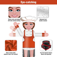 6FT Tall Inflatable Female Chef Wavers Inflatable Tube Man (18''Diameter) (Blower Not Included) - goodeny