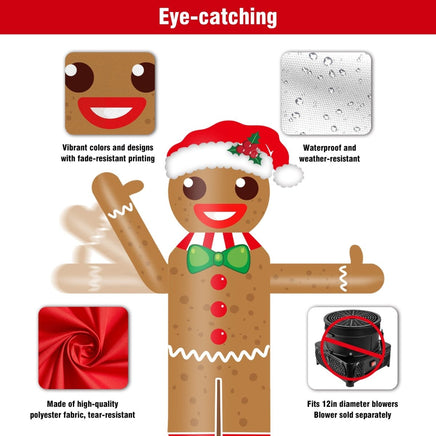 6FT Tall Inflatable Gingerbread Man Wavers Inflatable Tube Man (12''Diameter) (Blower Not Included) - goodeny