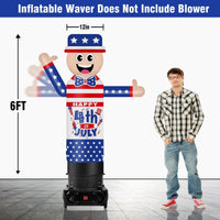 6FT Tall Inflatable Happy 4th of July Wavers Inflatable Tube Man (18''Diameter) (Blower Not Included) - goodeny