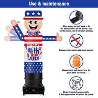 6FT Tall Inflatable Happy 4th of July Wavers Inflatable Tube Man (18''Diameter) (Blower Not Included) - goodeny