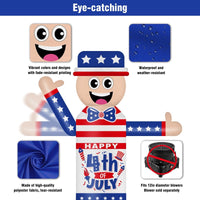 6FT Tall Inflatable Happy 4th of July Wavers Inflatable Tube Man (18''Diameter) (Blower Not Included) - goodeny
