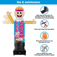 6FT Tall Inflatable Ice Cream Wavers Inflatable Tube Man (18''Diameter) (Blower Not Included) - goodeny