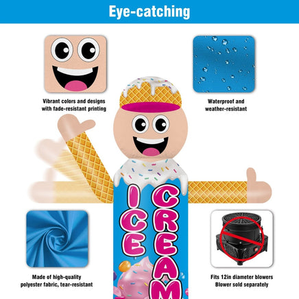 6FT Tall Inflatable Ice Cream Wavers Inflatable Tube Man (18''Diameter) (Blower Not Included) - goodeny