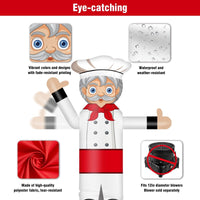 6FT Tall Inflatable Male Chef Wavers Inflatable Tube Man (18''Diameter) (Blower Not Included) - goodeny