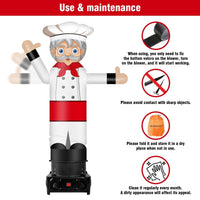 6FT Tall Inflatable Male Chef Wavers Inflatable Tube Man (18''Diameter) (Blower Not Included) - goodeny