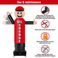 6FT Tall Inflatable Oil Change Wavers Inflatable Tube Man (12''Diameter) (Blower Not Included) - goodeny