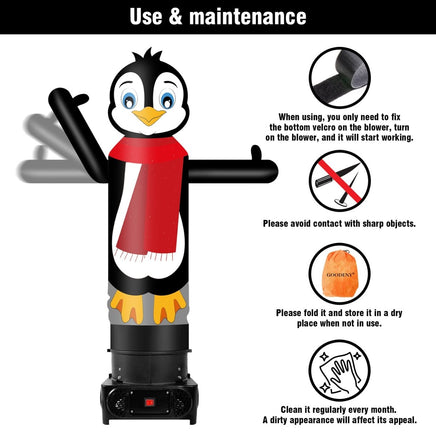 6FT Tall Inflatable Penguin Wavers Inflatable Tube Man (12''Diameter) (Blower Not Included) - goodeny