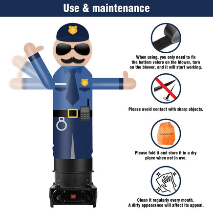 6FT Tall Inflatable Policeman Wavers Inflatable Tube Man (12''Diameter) (Blower Not Included) - goodeny