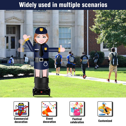 6FT Tall Inflatable Policewoman Wavers Inflatable Tube Man (12''Diameter) (Blower Not Included) - goodeny
