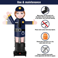 6FT Tall Inflatable Policewoman Wavers Inflatable Tube Man (12''Diameter) (Blower Not Included) - goodeny