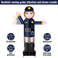6FT Tall Inflatable Policewoman Wavers Inflatable Tube Man (12''Diameter) (Blower Not Included) - goodeny