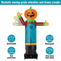 6FT Tall Inflatable Pumpkin Scarecrow Wavers Inflatable Tube Man (12''Diameter) (Blower Not Included) - goodeny