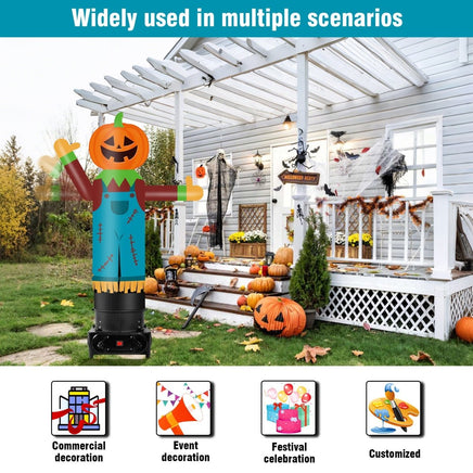 6FT Tall Inflatable Pumpkin Scarecrow Wavers Inflatable Tube Man (12''Diameter) (Blower Not Included) - goodeny
