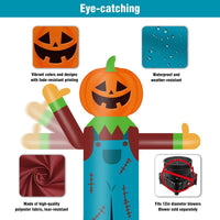 6FT Tall Inflatable Pumpkin Scarecrow Wavers Inflatable Tube Man (12''Diameter) (Blower Not Included) - goodeny