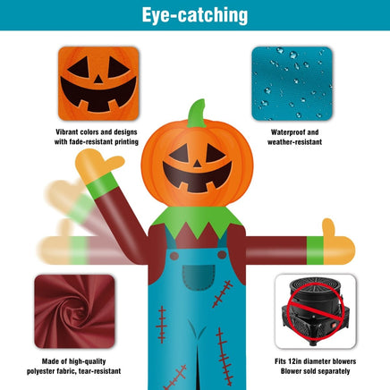 6FT Tall Inflatable Pumpkin Scarecrow Wavers Inflatable Tube Man (12''Diameter) (Blower Not Included) - goodeny