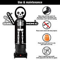 6FT Tall Inflatable Skeleton Wavers Inflatable Tube Man (12''Diameter) (Blower Not Included) - goodeny