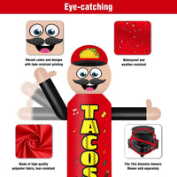 6FT Tall Inflatable Tacos Red Wavers Inflatable Tube Man (18''Diameter) (Blower Not Included) - goodeny