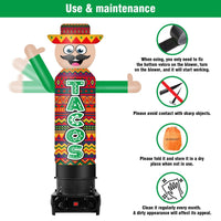 6FT Tall Inflatable Tacos Wavers Inflatable Tube Man (18''Diameter) (Blower Not Included) - goodeny